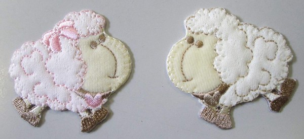 2 Applikation Schäfchen für Boys und Girls 50 x 45 mm