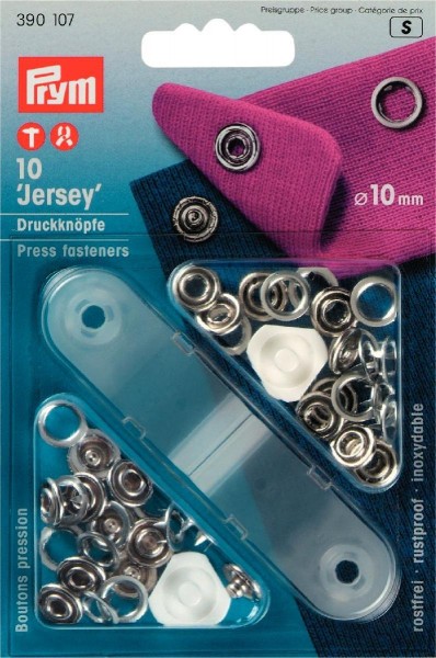 Prym 390107 NF-Druckknopf Jersey Zackenring MS 10 mm silberfarbig