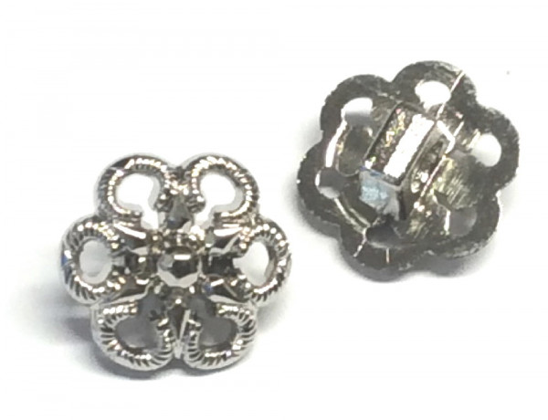 Knopf 14 mm silber Blüte