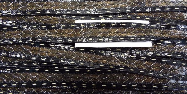 Band Leder-Optik schwarz/braun glänzend mit Lurexfaden durchzogen 20 mm