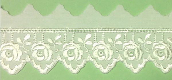 Baumwollspitze zart creme mit zarter Stickerei 60 mm