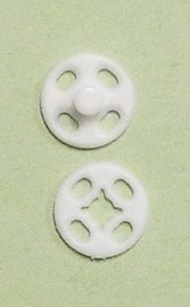 10 Annäh-Druckknöpfe Kunststoff 10 mm weiß