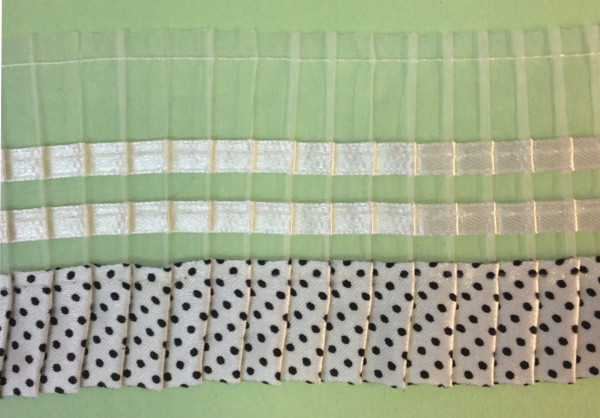 Rüsche 75 mm Organza/Satinband weiß