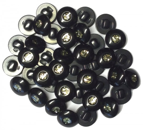 Straßknopf 11 mm schwarz Glitzer