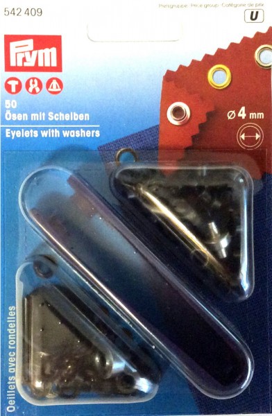 Prym 542409 Ösen und Scheiben 4,0 mm brüniert