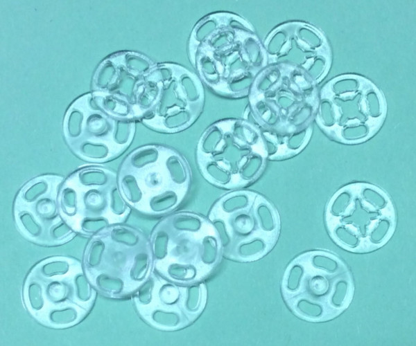 10 Annäh-Druckknöpfe Kunststoff 13 mm transparent