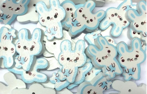 Knopf Häschen hellblau 23 mm