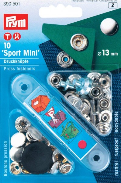 Prym 390501 Nähfrei-Druckknopf "Sport Mini", 13mm, silberfarbig