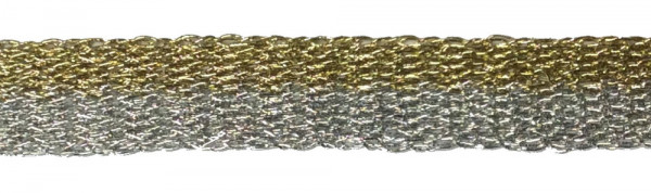 gewirktes Band Lurex gold / silber 25 mm