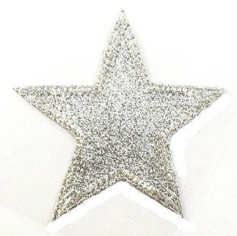 Patches / Bügelflicken Stern Glitzer (silber) 9 cm
