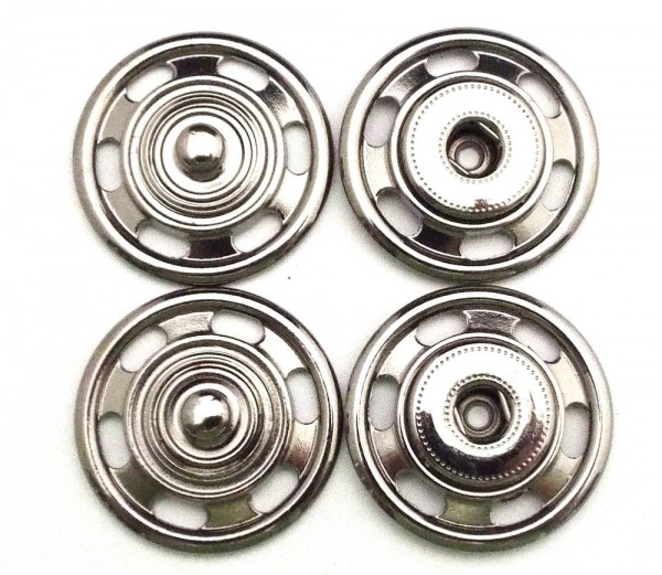 Druckknopf zum Annähen Metall silber brüniert 30mm nickelfrei