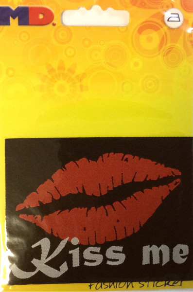 Applikation "Kiss me" 90 mm x 70 mm zum Aufbügeln