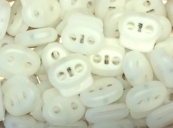 Kordelstopper milchig weiß 2-Loch