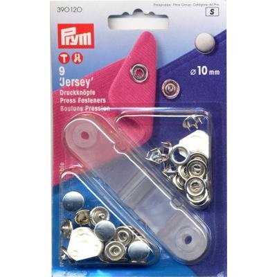 Prym 390120 Nähfrei-Druckknopf Jersey gl. Kappe MS 10 mm silber
