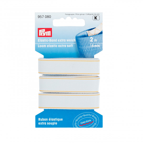 Prym 957080 Elastic-Band extra weich 15mm weiß 2m