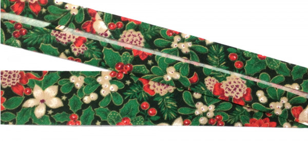 Bw-Schrägband 25 mm Weinnachten vorgefalzt