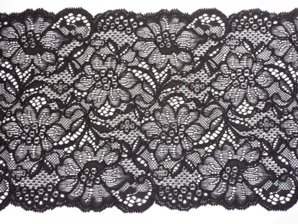 Dessousspitze elastisch 150 mm schwarz