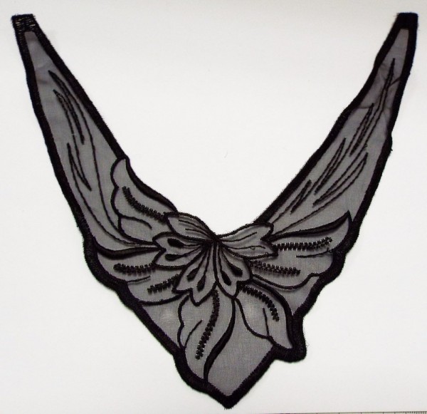 Applikation Spitzen Einsatz Organza schwarz 20 x 16 cm