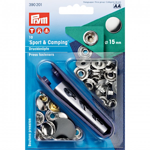 Prym 390201 Nähfrei-Druckknopf Sport & Camping MS 15 mm silber