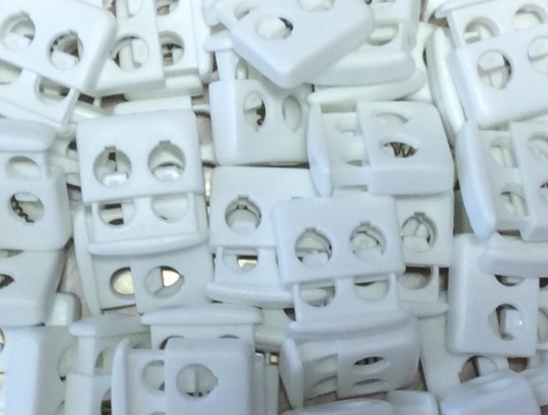 Kordelstopper rein weiß 2-Loch