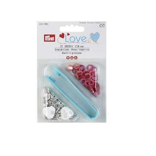 Prym 390701 Love Druckknopf Jersey Color MS 8 mm rot/rosa/orange