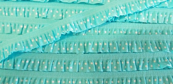 Rüsche türkis gepunktet 10 mm