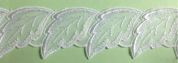 Organzaspitze bestickt weiß 60 mm