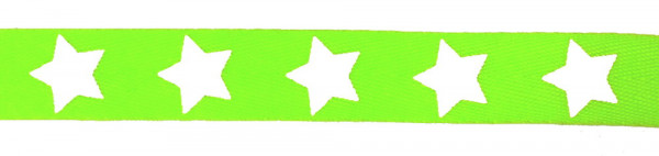 Köperband 18 mm neon grün Sterne